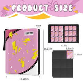 Trading Card Binder 9 Pocket，Card Binder 900 Pockets Card Book Holder Cards with 50 Removable Sleeves，3-Ring Zip Design MTG/TCG/Sport Collectible Trading Card Albums Gifts for Boys and Girls (Pink)