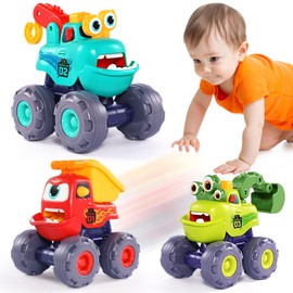 OCATO Monster Truck Toys for 1 2 3 Year Old Boy Birthday Gift, Construction Toys Pull Back Cars for Toddlers 1-3, Baby Boy Toys Toddler Kids 1st Birthday Gifts 1 2 3 Year Old Boy Toys