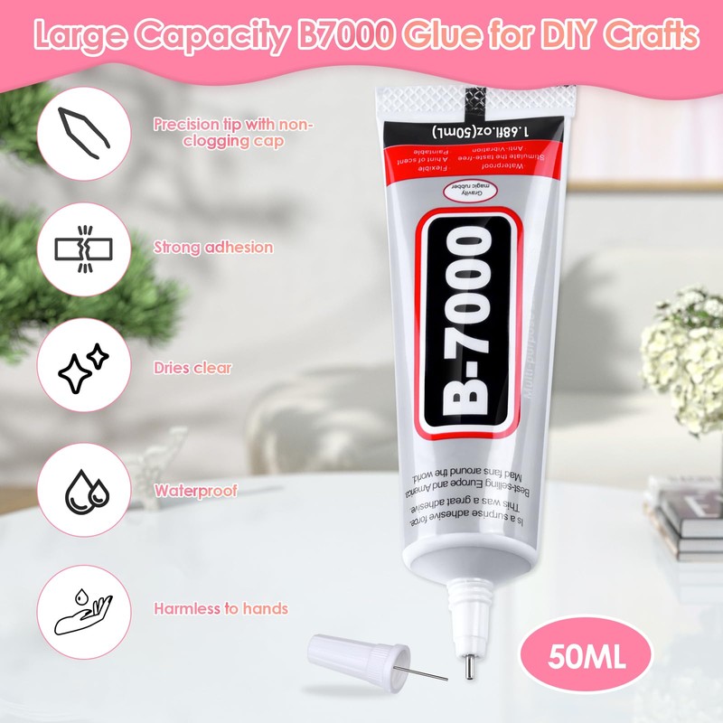 LifeisLuck B-7000 Glue Clear for Rhinestone Crafts, B7000 Adhesive Jewelry