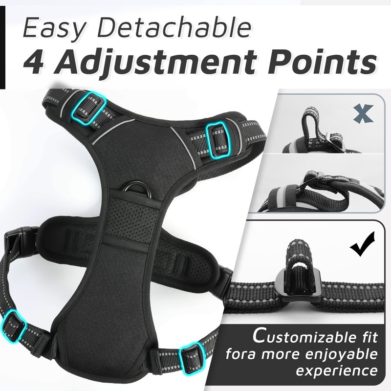 Eagloo Dog Harness for Large Dogs, Anti-Pull, Medium Chest Harness,