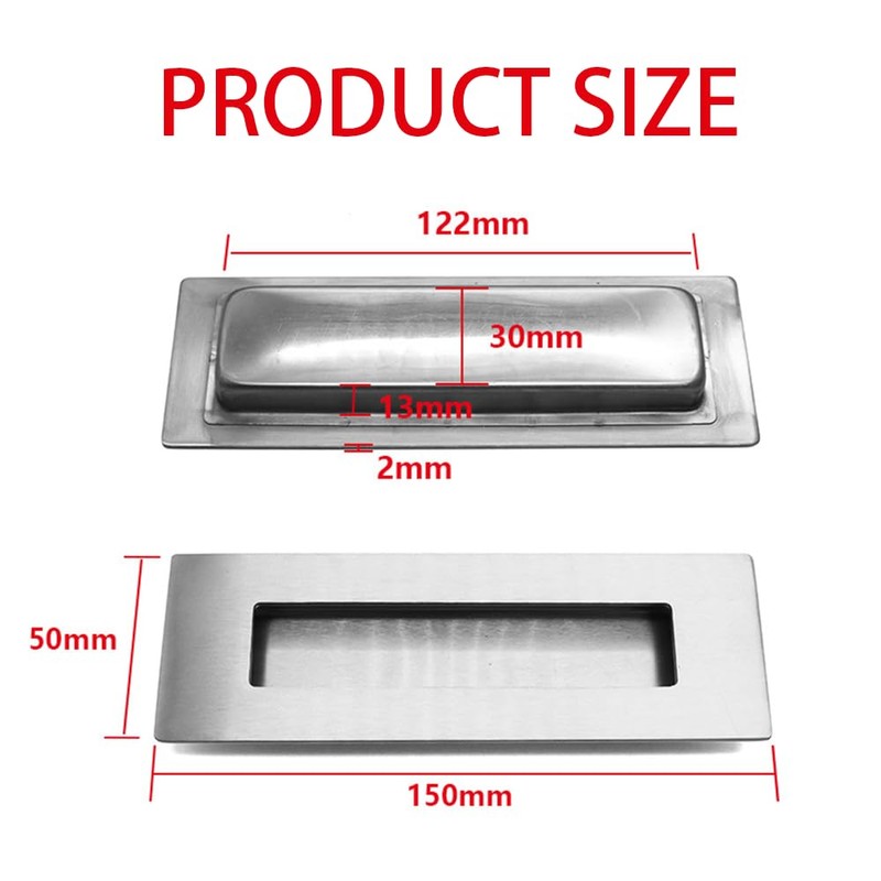 2 Pack 150mm Flush Sliding Closet Door Pulls,Pocket DoorPull,Brushed Stainless