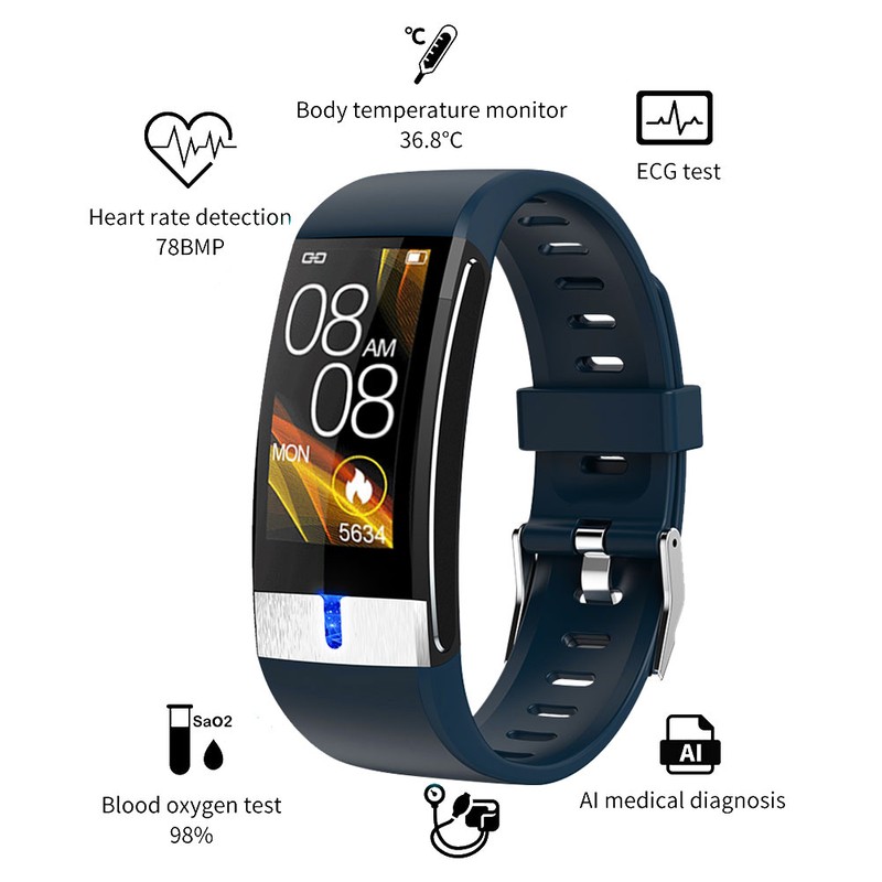 E88 Smart Sports Bracelet Healthy Step Count Multifunction Electrocardio Temperature