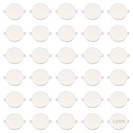 UNICRAFTALE Pack of 30 Blank Pendants, 25 mm Long, Stainless Steel Pendants, Engravable Blanks Pendants, Flat Round Metal Connectors, Charms for Making Bracelets, Earrings, Non-precious metal, No