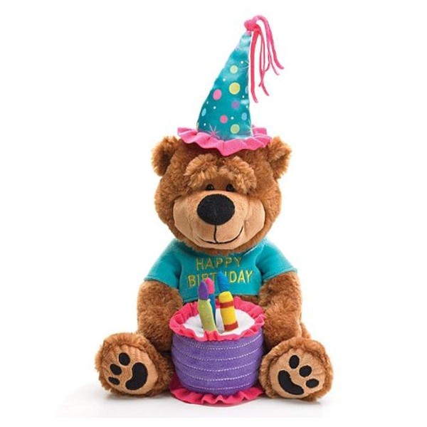 Adorable Happy Birthday Teddy Bear With Cake That Plays "Happy Birthday To You"