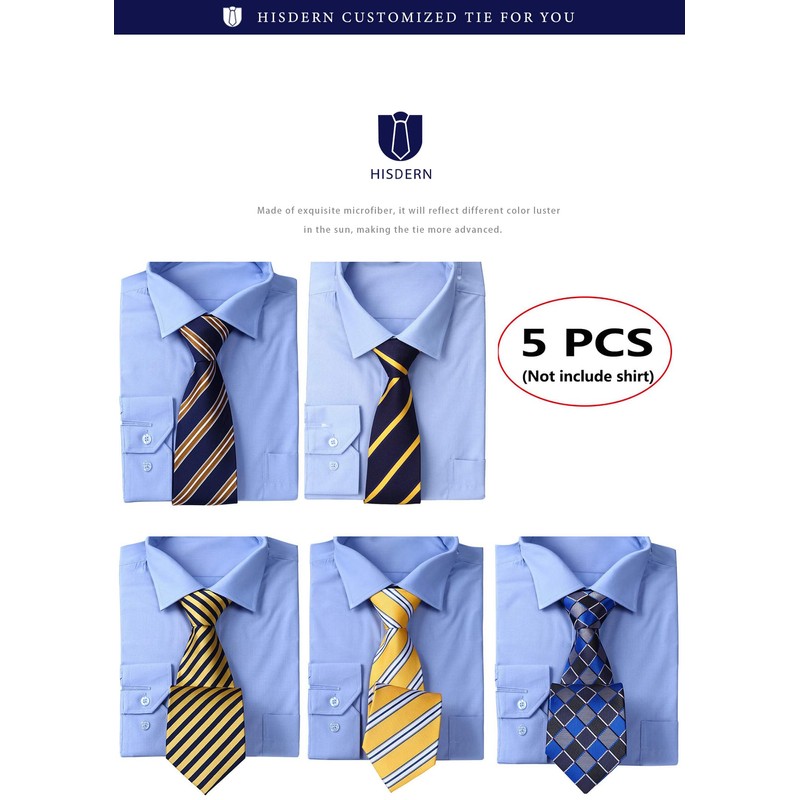 HISDERN TA5-01S Set of 5 Ties and Pocket Squares for