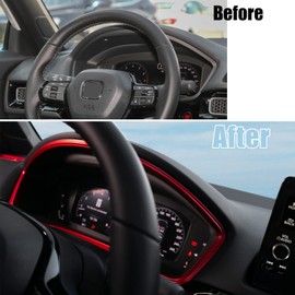 CKE for Honda Civic 2025 2024 2023 2022 Car Interior Dashboard Cover Frame Center Console Cover Trim for Honda Civic Accessories -Red