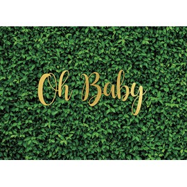 Oh Baby Green Leaves Wall Backdrop Green Grass Baby Shower Photography Background Baby Newborn Announce Pregnancy Birthday Party Decorations Supplies Photo Studio Props 8x6FT