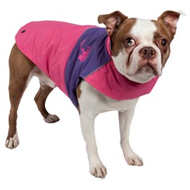 TOUCHDOG 'Lightening-Shield' Waterproof 2-in-1 with Removable Polar Fleece Lining Pet Dog Coat Jacket w/ Blackshark Technology, Small, Pink, Purple