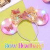 Unicra Light Up Headbands Mouse Ears Headband Bow Hair Accessories