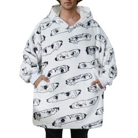 Huglanket Anime Gifts for Men Women, Wearable Blanket Hoodie for Anime Lovers, Friends, Son, Daughter for Christmas, Birthday - Anime Eyes