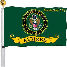 Retired US Army Crest Emblem Flags 3x5 Outdoor Double Sided- Army Force Military Flags Heavy Duty 3 Ply Polyester for Outside Outdoor