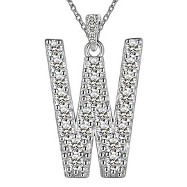 Collar con colgante de letra inicial de circonia cúbica para mujer, hombre, plata de ley 925, diamante de imitación de la A a la Z 26, colgante del alfabeto para dama de honor, regalo de compromiso
