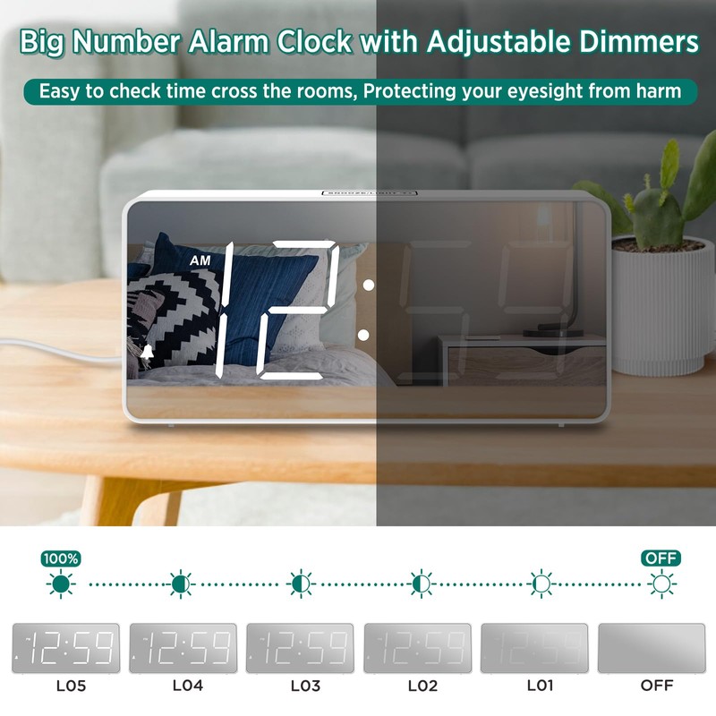 Peakeep Digital Clock, Alarm Clock Battery Backup Powered for Bedrooms
