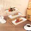 LIUYWYHCF 3-Tier Serving Rack with Ceramic Serving Tray, Foldable Gold