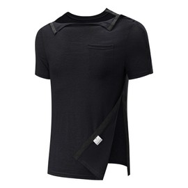 Poriff Men Chemo Shirts Snap Rotator Cuff Rehab Clothing Shoulder Therapy Button Port Access Clothes Heart Therapy Disabled Shirt