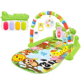 Baby Piano Music Play Gym Activity Mat with Detachable Cartoon Toy for 3‑12 Months Toddlers Kids Type 1