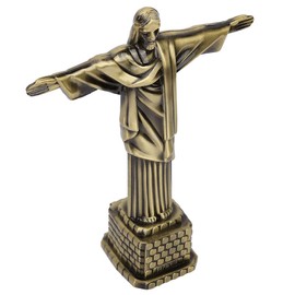 LetCart Bronzed Figurine, Vintage Metal Christ Statue from Brazil Jesus Christ Figure Tourism Souvenirs for Desktop Decoration
