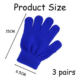 3 Pairs Kid's Winter Magic Gloves, Soft Children's Winter Knitted Stretchy Gloves Unisex Knit Full Finger Gloves Warm Kids Magic Gloves for 3~8 Years Old Kids Daily Wear Winter(Blue)