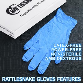 rattlesnake Blue Textured Nitrile Gloves 4 Mil,Disposable Latex-Free Gloves Powder-free(pack of 100) (XL-100)
