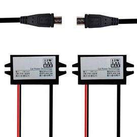 2Pcs 12V to 5V Buck Converter 3A Micro USB DC-DC Step Down Module Power Adapter Micro Output Connector Reduced Voltage Regulator Power Supply Charging Buck Module Compatible with Ring Alarm Keypad
