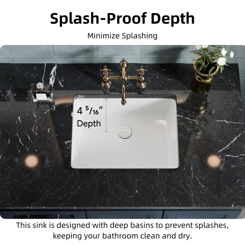 18" x 13" Undermount Bathroom Sink, Los Flexi Compact Rectangular