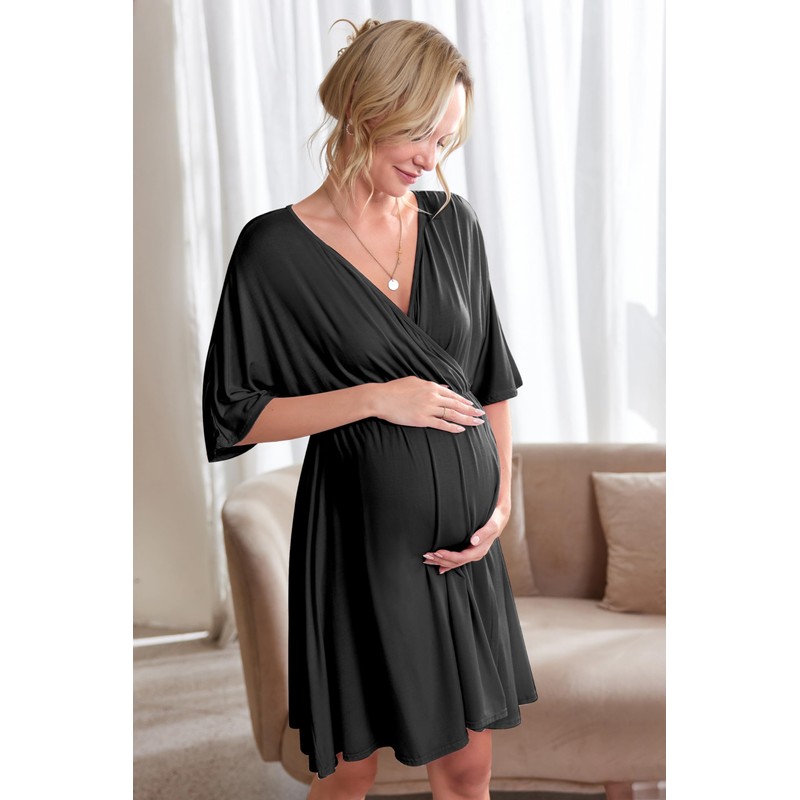 Ekouaer 3 in 1 Labor/Delivery/Hospital Gown Maternity Dress Nursing Nightgown