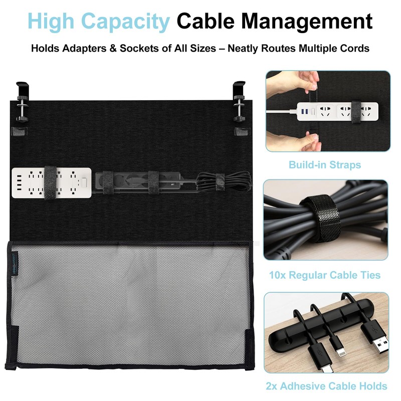 ERGO COLLECT No Drill Under Desk Cable Management and Privacy