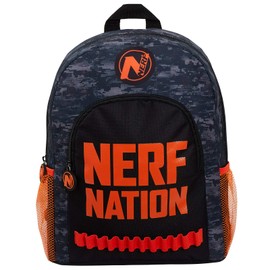 Nerf Nation Backpack Boys Back to School Rucksack Kids Bag for College Large Double Pockets with Nerf Bullets Holder