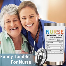 Catyoimiya Nurse Week Gifts - Nurse Appreciation Gifts - Christmas Nurse Gifts for Women, Men - 20 Oz Nurse Nutrition Facts Tumbler Cup(White)