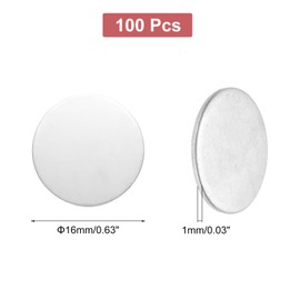 sourcing map 100Pcs Stainless Steel Disc Blank Stamping Tag Engraved Stainless Steel Round Charm Pendant 1.1mm(T) 16mm/0.63" for Pendant Bracelet Necklace Jewelry Making Earring