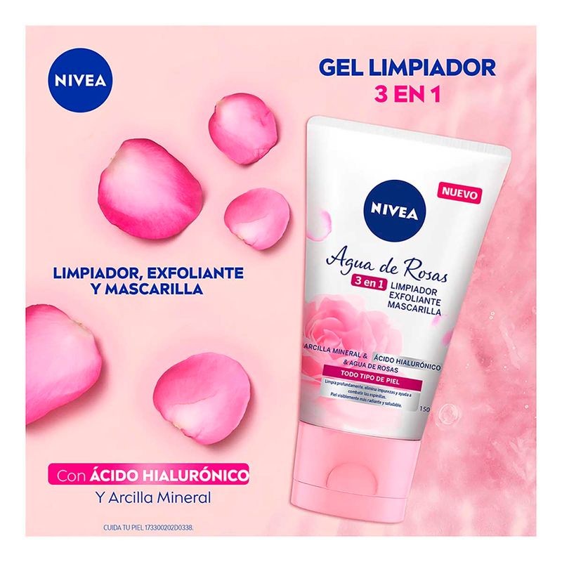 Gel Limpiador Exfoliante Facial NIVEA Agua De Rosas y Ácido