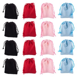FASHEWELRY 100 Pack Mixed Colors Drawstring Velvet Bags 3.6x2.8 inch Wedding Party Favor Jewelry Candy Storage Present Packaging Small Pouches