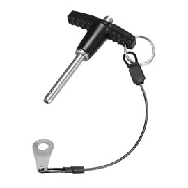 GLOKUUCA T Handle Lock Pins - Ball Locking Pin Fits for Gym - Stainless Steel 304 Push Button Pin with 5-30mm Lanyard Cable - 13/64" Dia 1-3/16" Usable Length