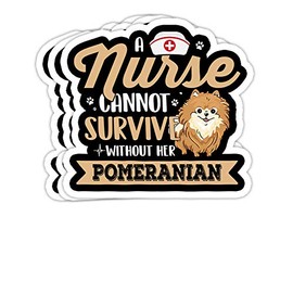 eden tee Nurse Dog Mom Pomeranian Nursing Gift for Women- 4x3 Vinyl Stickers, Laptop Decal, Water Bottle Sticker (Set of 3)