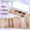 8 Colors Highlighter Makeup Contour Palette,Multi-Use As Cream Eyeshadow Palette,Concealer