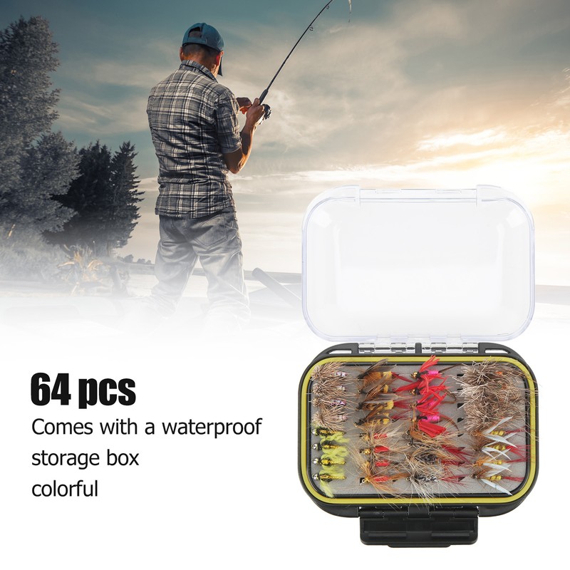 64 Pcs Fly Fishing Flies Stainless Steel Colorful Fishing Lure