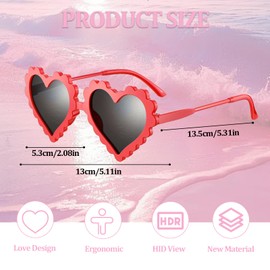 8 Pieces Heart Flower Glasses, Versatile Heart Shaped Sunglasses for Kids Styling Boys Girls UV Protection Internet Sunglasses Photo Props (Multicolor)