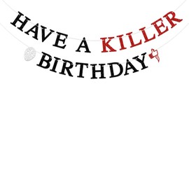 Have a Killer Birthday Banner - Crime Scene Decor with Removable Evidence Tags & Glow Chalk, Dark Humor Party Supplies for True Crime Fans, Reversible Mystery Game Backdrop.