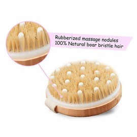 Mikinona Shower brush Body massage brush Bristle bath brush exfoliating body scrubber Exfoliating brush Wooden bath brush dead skin remover for body Bamboo without handle dry brushing