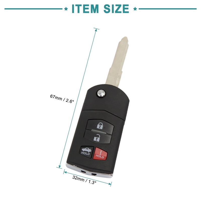 ACROPIX 4 Button Smart Remote Key Fob Keyless Shell Case