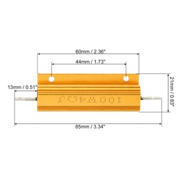 PATIKIL 100W 4 Ohm Aluminum Shell Resistor, 2 Pack Aluminum Housing Resistor Housed Case Wirewound Resistors Screw Tap Power Resistor, Golden