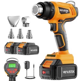 20V Cordless Heat Gun with 2 x 4.0Ah Batteries (122℉–1022℉) Fast-Heating Hot Air Gun Kit with Screen Display Variable Temperature Wind Speed, Portable Heat Gun for Shrink Tubing Vinyl Wrap