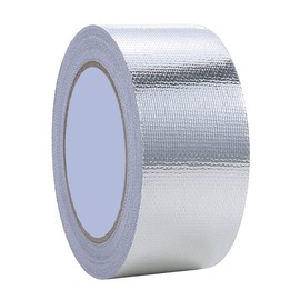 MYANGHAOT Glass Fiber Cloth Aluminum Foil Tape, Fireproof Self-Adhesive Tape High Temperature Leak Proof Tin Foil Duct Tape Seal Pipe Insulation Tear Resistance Metal Repair 2" x 82' Roll - Silver