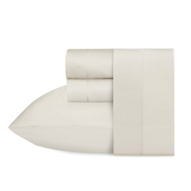 Bed Sheets Set 4 Pieces, Cooling 600 TC 100% Egyptian Cotton,Fitted sheet+Flat sheet +Pillowcases, Breathable, Soft & Silky Sateen Weave Fits Mattress From 8" Up to 16" Deep Pocket ( Ivory , Queen)