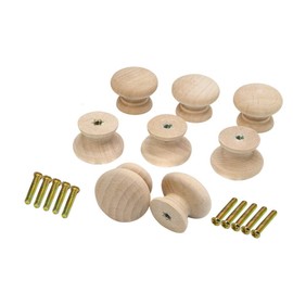 8PCS Wood Pull Knobs Round Knobs Kitchen Cabinet Knobs 35mm Dia Mushroom Shaped Wood Unfinished Drawer Dresser Cupboard Furniture Knobs Pulls Handles Hardware