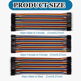 SHUXIA 120pcs Multicolored Dupont Wire,Jumper Wires,Dupont Breadboard Ribbon Cables,40pin Male to Male,40pin Female to Female,40pin Male to Male Breadboard Jumper Ribbon Cables Kit,Compatible for Arduino