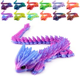 3D Printed Dragon, Flexible Articulated Dragon Toothless Dragon Fidget Toys for ADHD/ADD, Home/Officce Decor Executive Desk Toy, Gifts for Kids & Dragon Lovers (Nebula Sunset, 12 in)