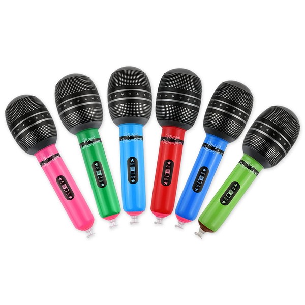 ds. distinctive style Inflatable Microphones 6 Pieces 10-Inch Blow up Microphones 80s 90s Party Favors Performace Photo Props Random Colors