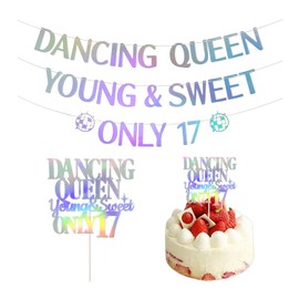 17-Year-Old Pull Flag And 1 Piece Of Card, Girls Birthday Party Decoration, Shiny Birthday Decoration, Party Scene Decoration