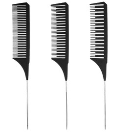 BOHUIZ 3Pcs Highlight Comb, Professional Highlighting Combs With Parting Tip, 3 Sizes Hair Dye Comb, Foiling Combs HighlightCombs for Highlighting for Home Hair Salon Weaving Styling(Black)